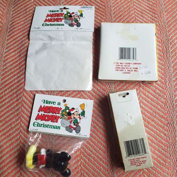 Vintage New in Package Merry Mickey Ornament Lot of 10 Incl. 2 Pck Garland RARE! - Picture 5 of 7